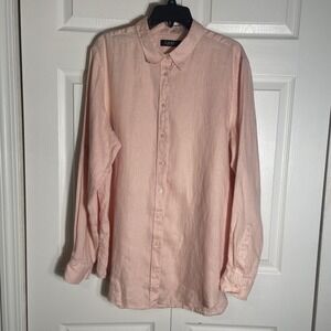 Lauren Ralph Lauren Shirt Womens XXL Pink 100% Linen Long Sleeve Button Up Top